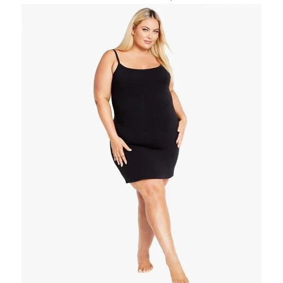 Avenue | Intimates & Sleepwear | Avenue Womens Plus Size Essential Cotton  Knit Slip Dress Size Us 332 Black